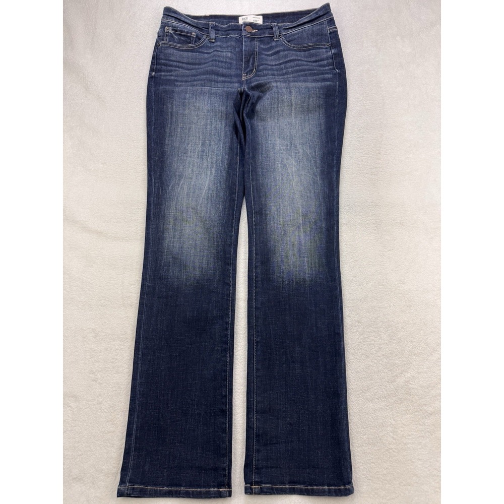 BKE Payton Jeans Women 36x32‎ Blue Universal Fit Mid Straight Whiskered Denim
